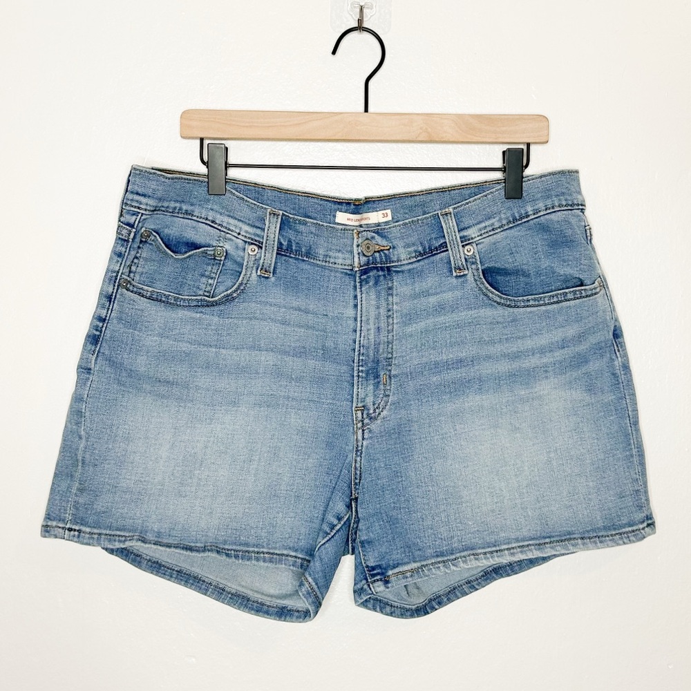 Levis Womens Mid Length Denim Shorts Classic Jean Shorts Plus Size 33 - Picture 2 of 7